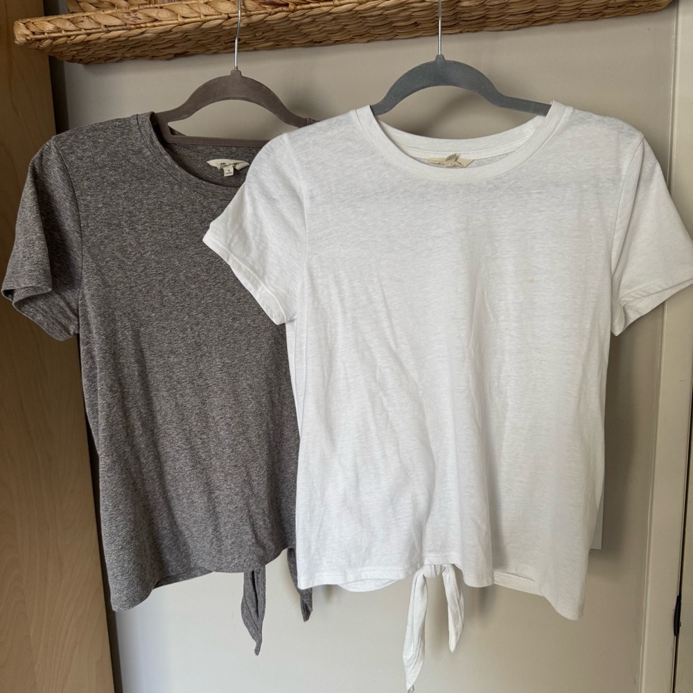 Gray and White Back-Tie T-Shirts
